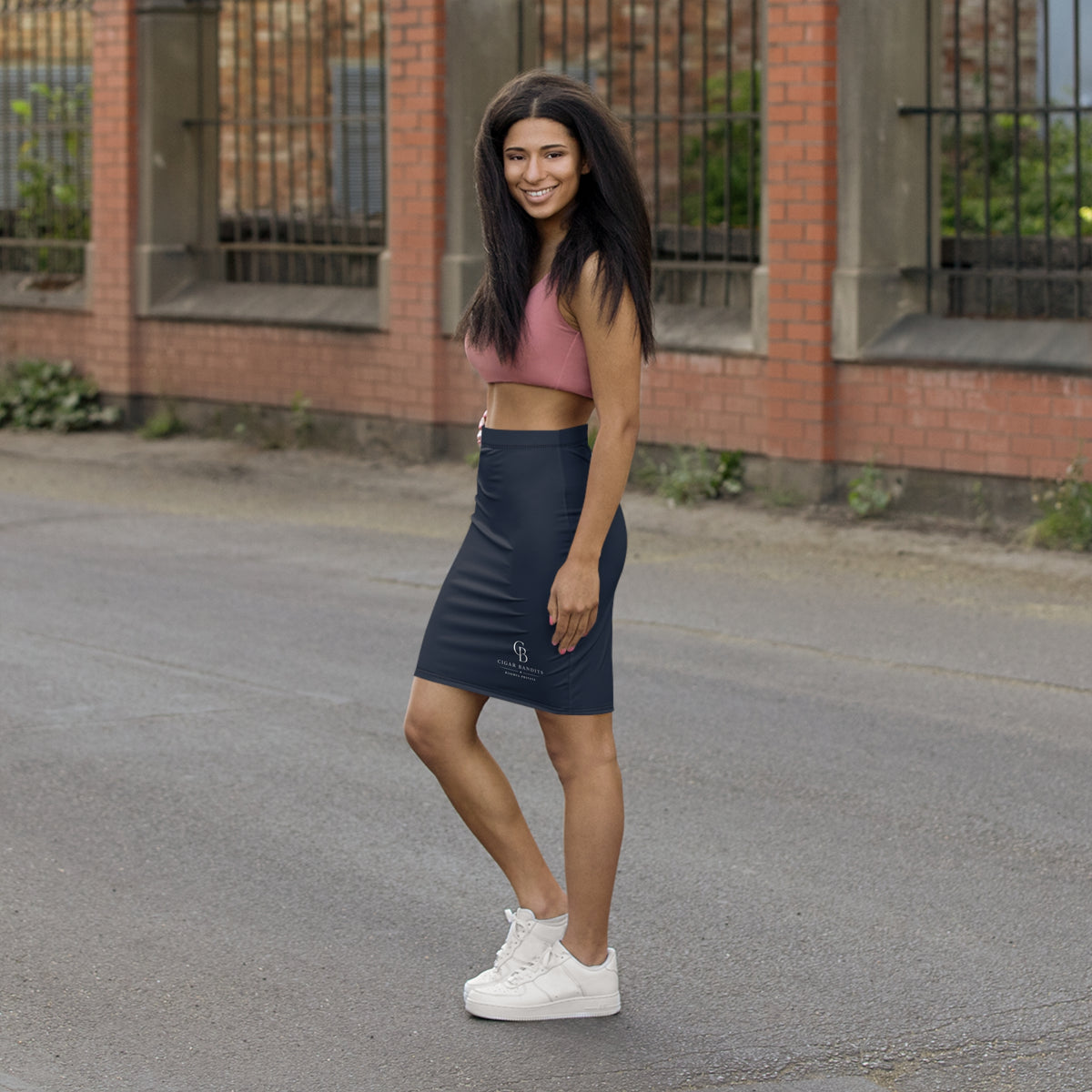 Ligero Logo -  Navy Pencil Skirt