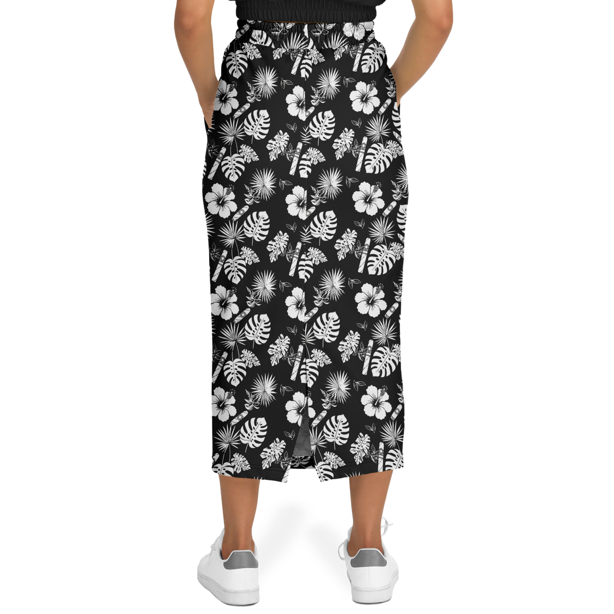 Capa Flora - Black & White Long Tropical Skirt