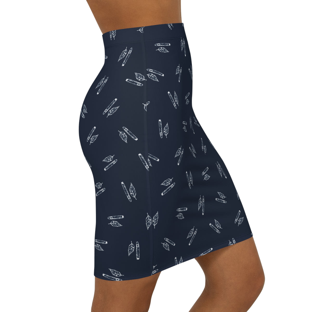Ligero Leaf -  Navy Pencil Skirt
