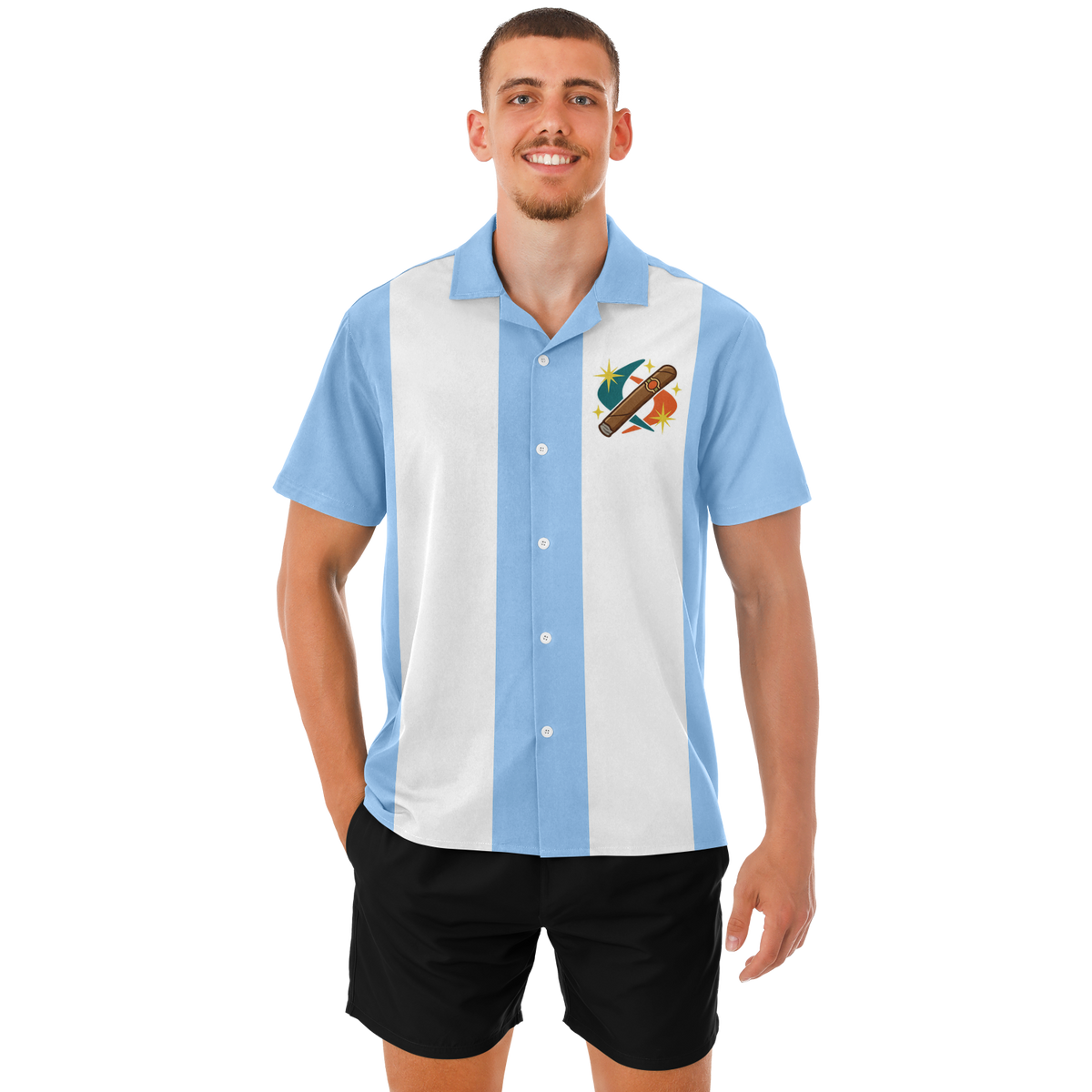 Retro Smoke no.4 - Sky Blue & White