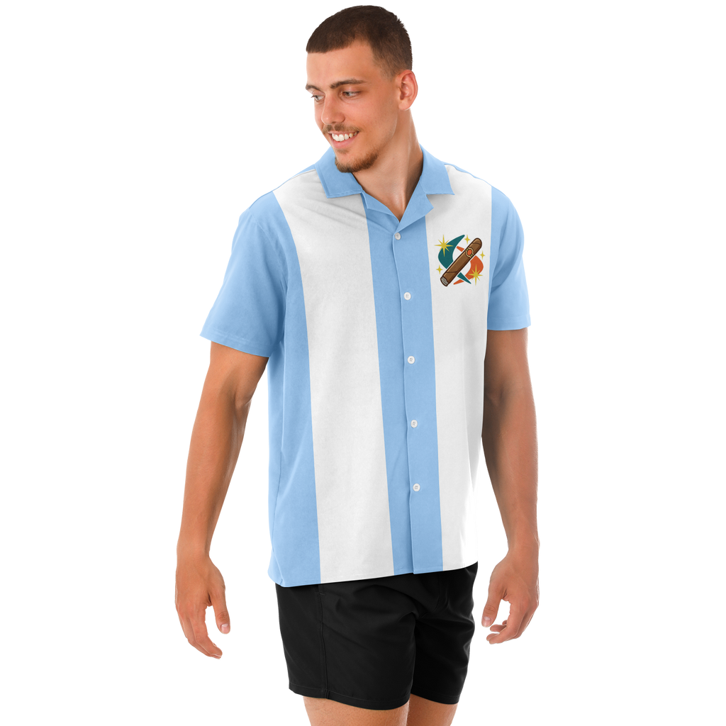 Retro Smoke no.4 - Sky Blue & White