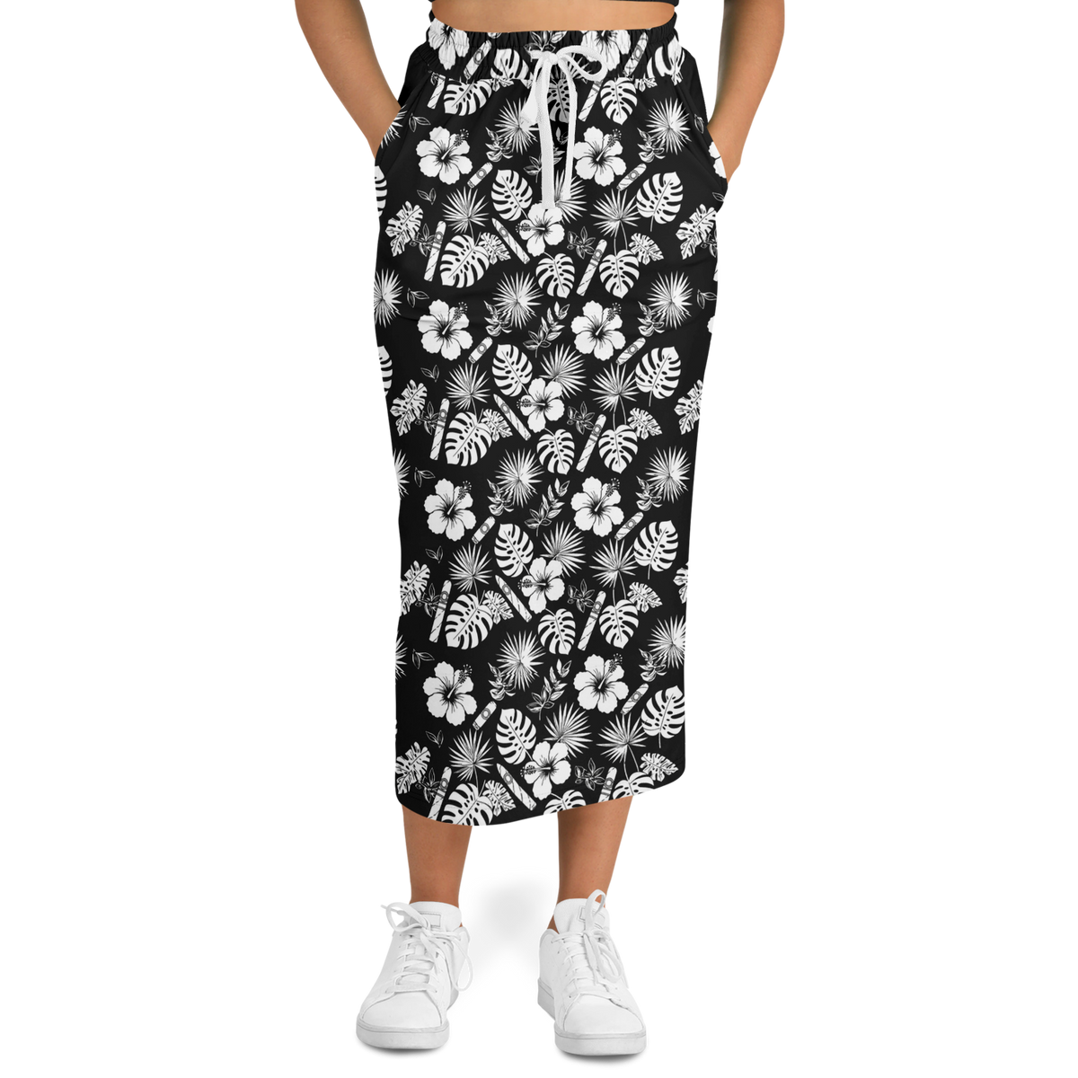 Capa Flora - Black & White Long Tropical Skirt